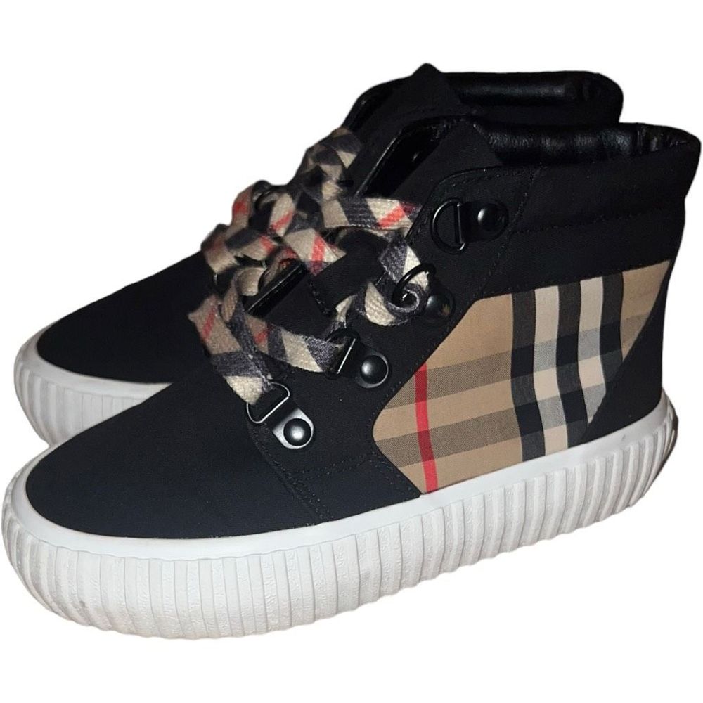 Burberry Kids Check High Top Trainers Black Size 28 Fashion Sneakers
